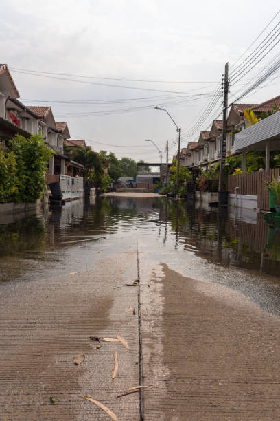 istock Water flood village. Problem with the drainage system. 947725040
