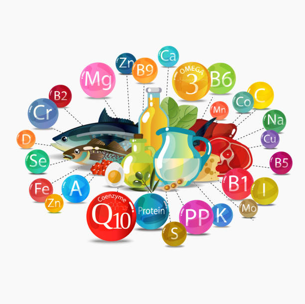 illustrazioni stock, clip art, cartoni animati e icone di tendenza di alimenti biologici freschi naturali - minerali