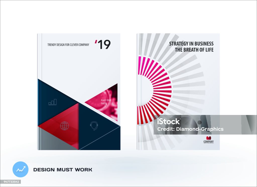 Material design template. Creative red colourful abstract brochure set, annual report, horizontal cover Material design template. Creative abstract brochure set, annual report, horizontal cover, flyer in A4 with red colourful layers for branding, exhibition. Business vector presentation. Book Cover stock vector