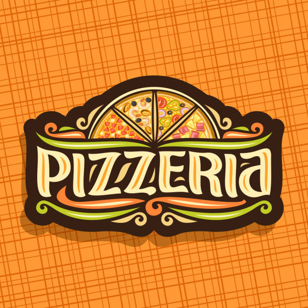 ilustrações, clipart, desenhos animados e ícones de rótulo de vetor para pizzaria italiana - 2503