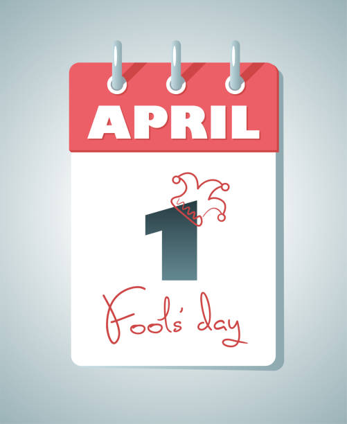 1 April Fools Day. 1 April Fools Day. Hand lettering and Jester cap sketch over calendar sheet. Vector illustration. april fools day calendar stock illustrations