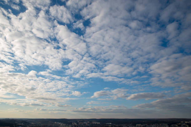 istock cityscape view. cloudy day. city horizon line with clouds. copy space. 947744082