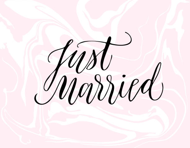 Grusom pause Modstand Just Married Calligraphy On Pink Marbled Background Stock Illustration -  Download Image Now - iStock
