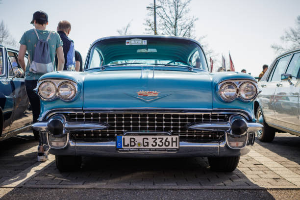 Cadillac vintage car Ludwigsburg, Germany - April 8, 2018: Cadillac oldtimer car at the 2018 Retro Season Opener meeting and show. ludwigsburg photos stock pictures, royalty-free photos & images