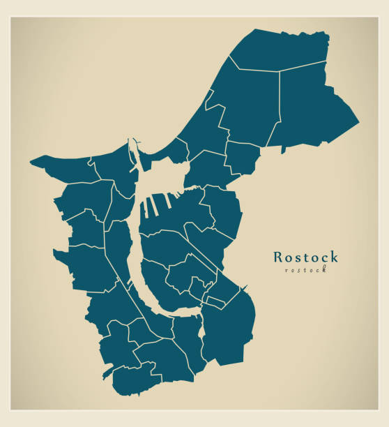 istock Modern City Map - Rostock city of Germany with boroughs DE 947756912