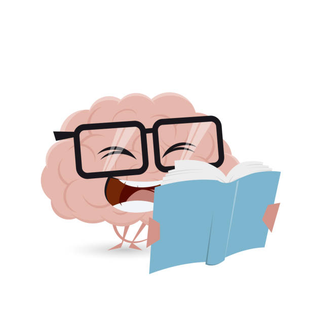 Funny Cartoon Brain Reading A Book Stock Illustration - Download Image Now  - Book, Brain, Cartoon - iStock
