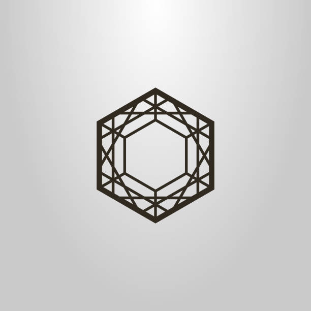 ilustraciones, imágenes clip art, dibujos animados e iconos de stock de icono de la joya. figura lineal. emblema de monocromo. - gem jewelry hexagon square