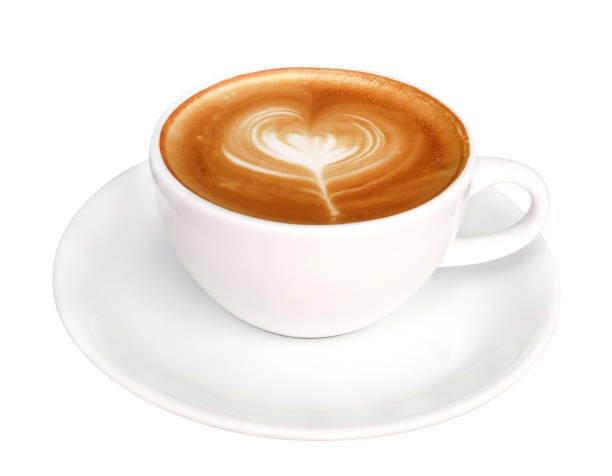 istock Hot coffee cappuccino latte art isolated on white background, clipping path included 947762788