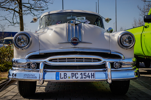 Ludwigsburg, Germany - April 8, 2018: Pontiac Chieftain oldtimer car at the 2018 Retro Season Opener meeting and show.