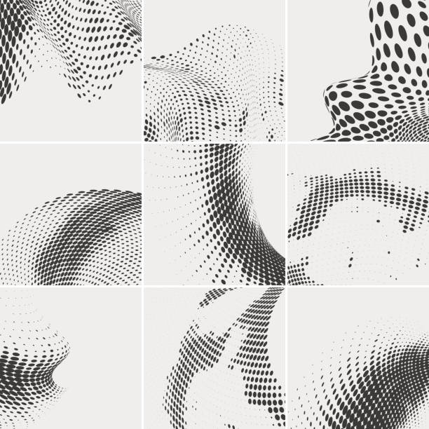 ilustrações, clipart, desenhos animados e ícones de coleção de pontos de meio-tom - abstract backgrounds spiral swirl