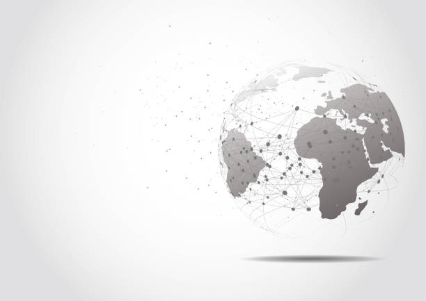 istock Global network connection. World map point and line composition concept of global business. Vector Illustration 947768668