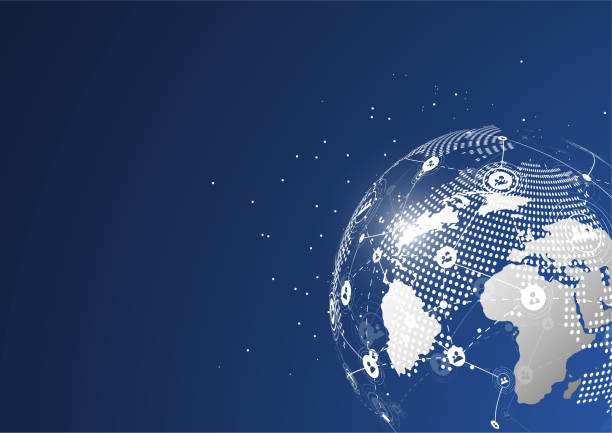istock Global network connection. World map point and line composition concept of global business. Vector Illustration 947771982