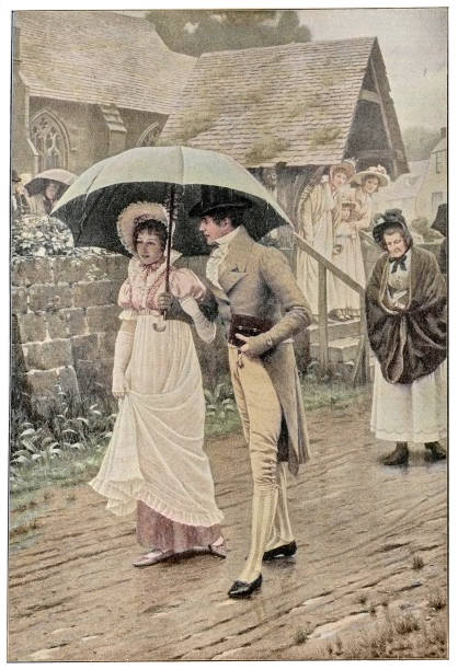 A Wet Sunday Morning or A Summer Shower, EDMUND BLAIR-LEIGHTON 1896 Illustration of a A Wet Sunday Morning or A Summer Shower, EDMUND BLAIR-LEIGHTON 1896 seedy alley stock illustrations
