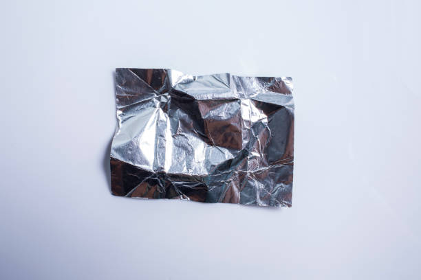 Wrinkled aluminium foil Paper isolated on white background