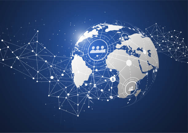 istock Global network connection. World map point and line composition concept of global business. Vector Illustration 947798974