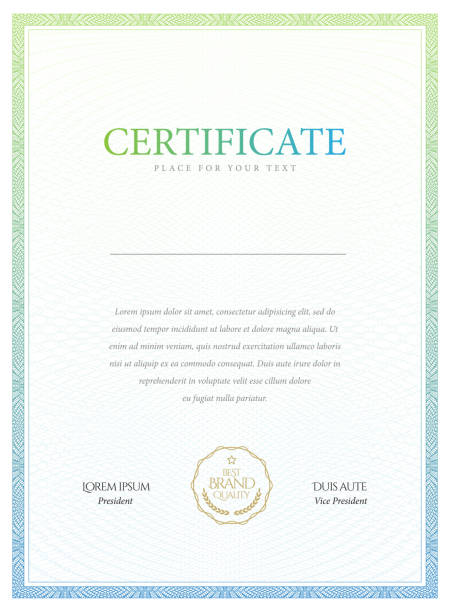 ilustrações, clipart, desenhos animados e ícones de certificado. fronteira de moeda de diploma modelo. - certificate frame diploma guilloche