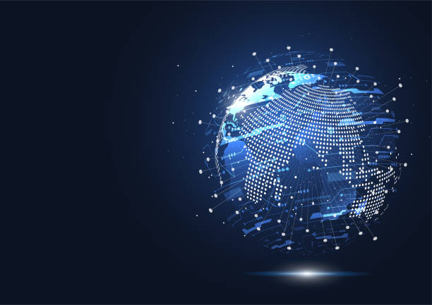istock Global network connection. World map point and line composition concept of global business. Vector Illustration 947802868