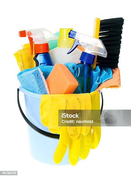 Cleaning Concept Stock Photo - Download Image Now - Blue, Bottle, Broom