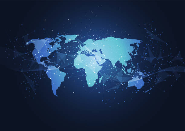 istock Global network connection. World map point and line composition concept of global business. Vector Illustration 947804658