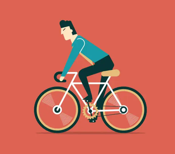 Vector illustration of Businessman cycling