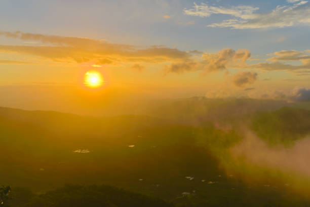 istock Beautiful sunrise view with fog environment 947836160