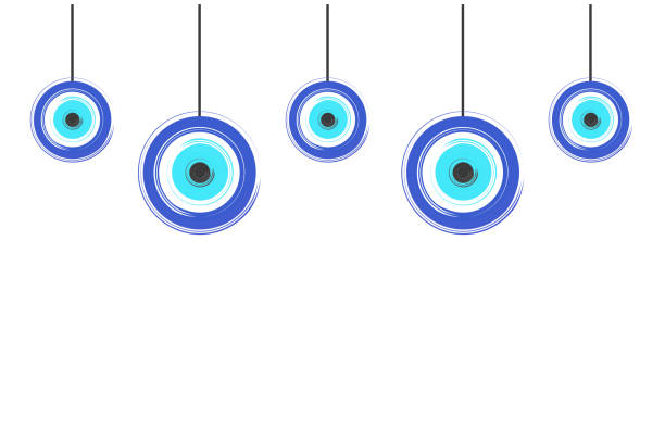 ilustrações de stock, clip art, desenhos animados e ícones de card with blue evil eyes - evil eye vector - evil eye beads