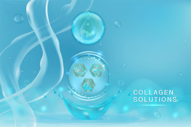 istock Blue collagen Serum drop, cosmetic advertising background ready to use, luxury skin care ad 947848264