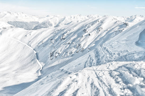 Skiing area at Jakobshorn, Davos, Switzerland The image was taken on mountain Jakobshorn. switzerland european alps ski winter stock pictures, royalty-free photos & images