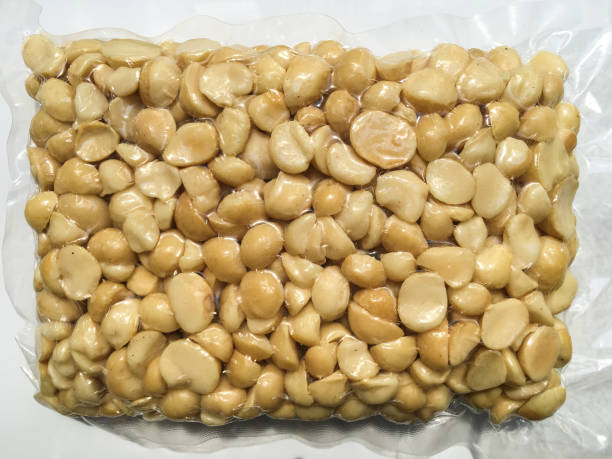 istock Macadamia Nut in vacuum plastic bag isolated on white background 947853550