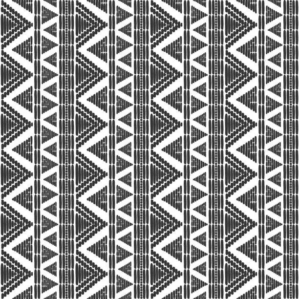 Vector illustration of Tribal pattern vector seamless. Border ethnics African or native American black white background. Print for fabric, wallpaper, wrapping paper and boho card template.