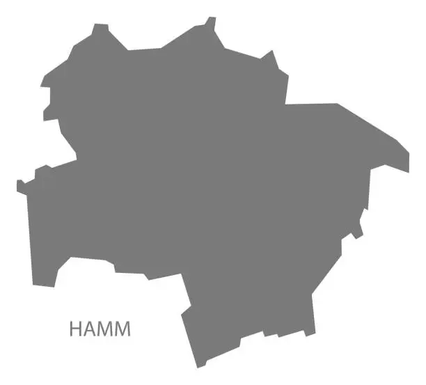Vector illustration of Hamm city map with boroughs grey illustration silhouette shape