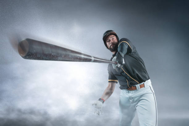 istock The one caucasian man as baseball player playing against stadium 947858524