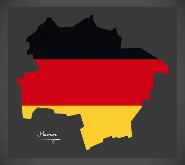 Vector illustration of Hamm map with German national flag illustration