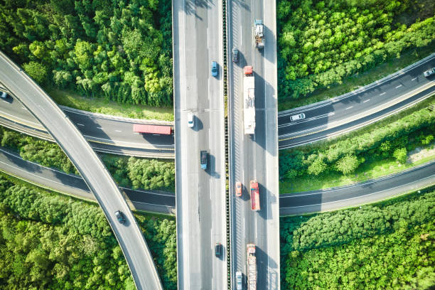 istock Aerial view of traffic and overpasses in spring 947872736