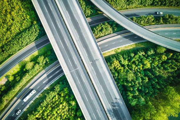 istock Aerial view of traffic and overpasses in spring 947873052