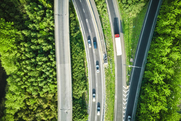 istock Aerial view of traffic and overpasses in spring 947873096