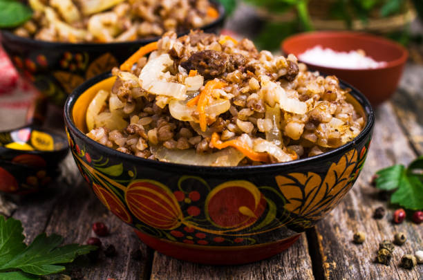 istock Traditional buckwheat porridge with meat 947893116