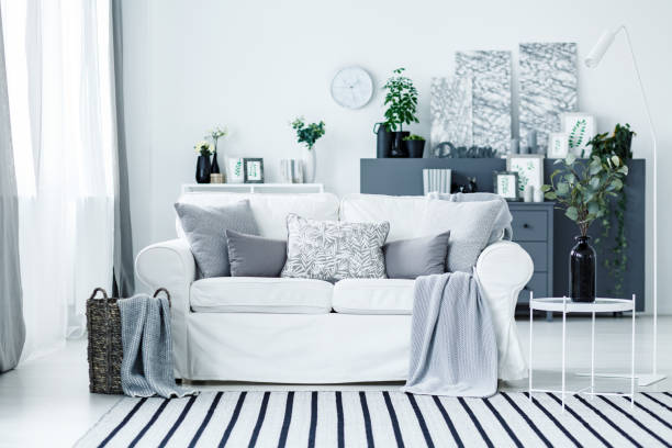 istock Couch in monochromatic living room 947893454