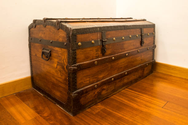 istock old treasure chest isolated on white 947905432