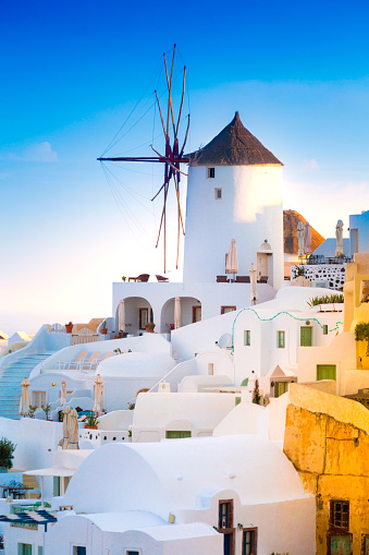 View of Oia the most beautiful village of Santorini island in Greece.