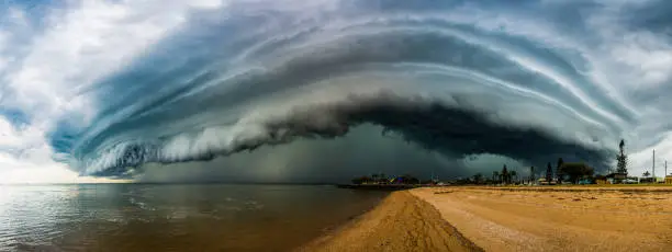 An amazing looking super cell storm cloud forming on the east coast of Queensland, Australia.