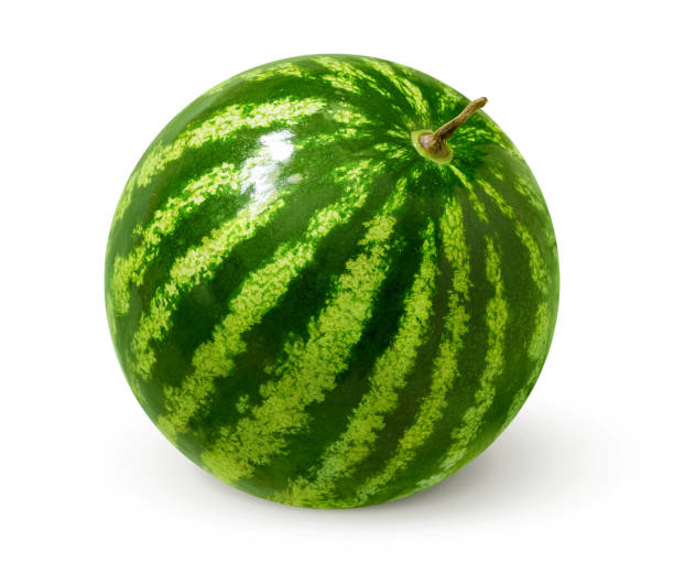 wassermelonen isoliert - melone obst stock-fotos und bilder
