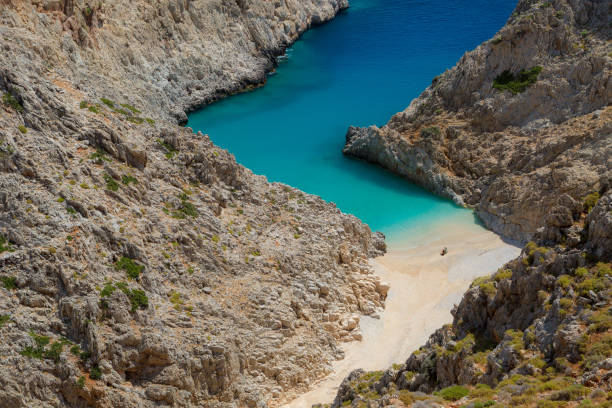 istock Secret beach on remote island. Rizoskloko (Seitan Limani), Crete 947952146