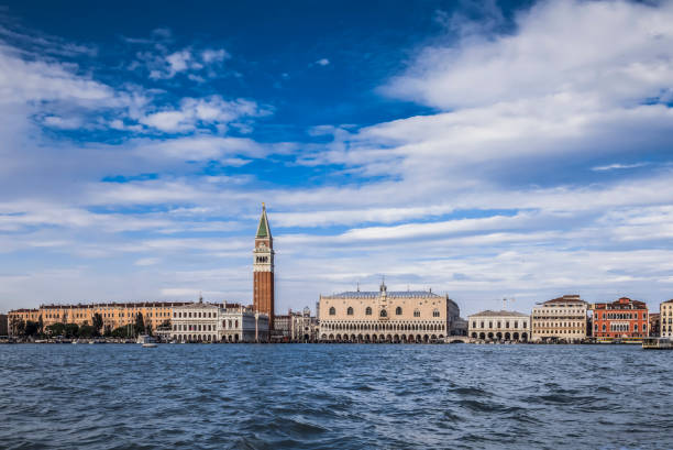 Panoramic view of Venice landmarks across the lagoon at day
