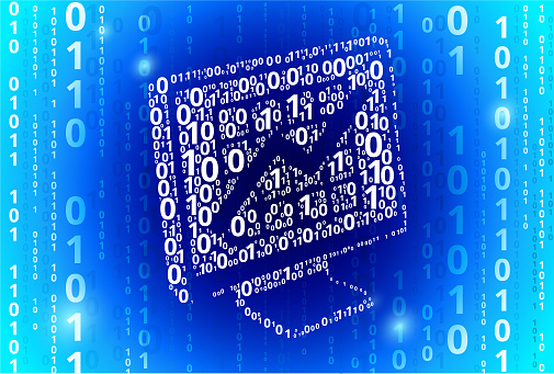 Progress Chart On Computer Binary Code Blue Vector Pattern Background ...