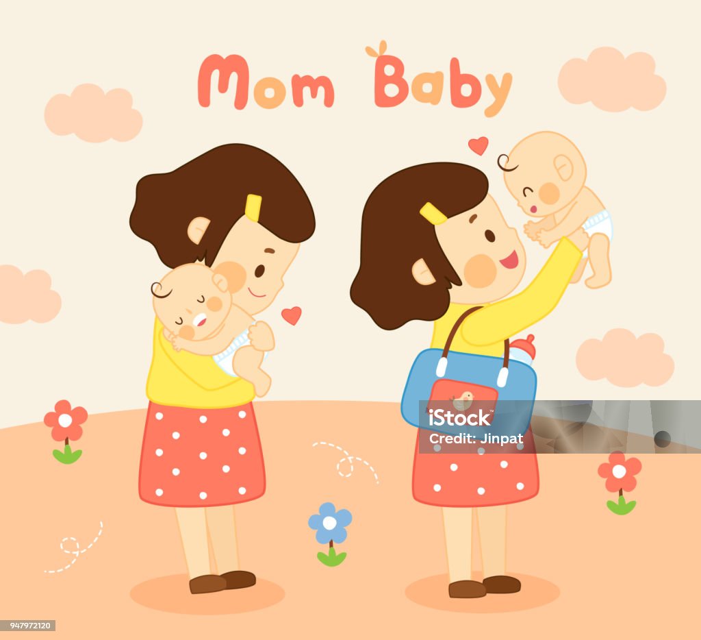 Mom And Baby Love Moment Together Stock Illustration - Download ...