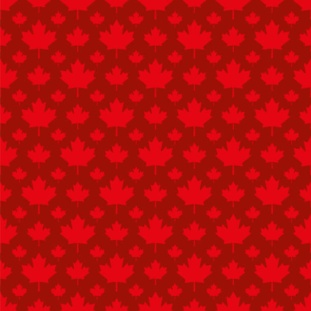 ilustrações de stock, clip art, desenhos animados e ícones de canadian maple leaf symbol seamless pattern - illustration - canadian culture illustrations