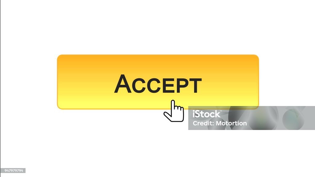 Acceptance Button Accept Web Interface Button Clicked With Mouse Cursor Orange Color ...