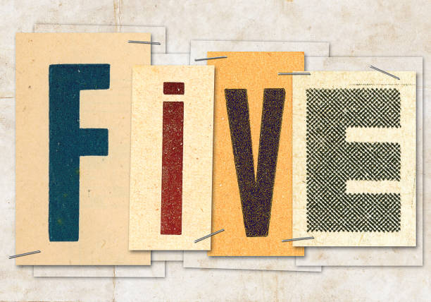 istock The word five made with old papers and letters 947982948