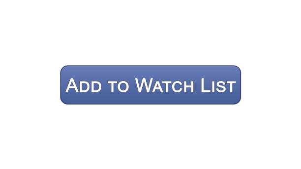 ilustrações de stock, clip art, desenhos animados e ícones de add to watch list web interface button violet color, favorite films online - auction interface icons push button buy